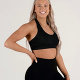 Black Halter Neck Sports Bra