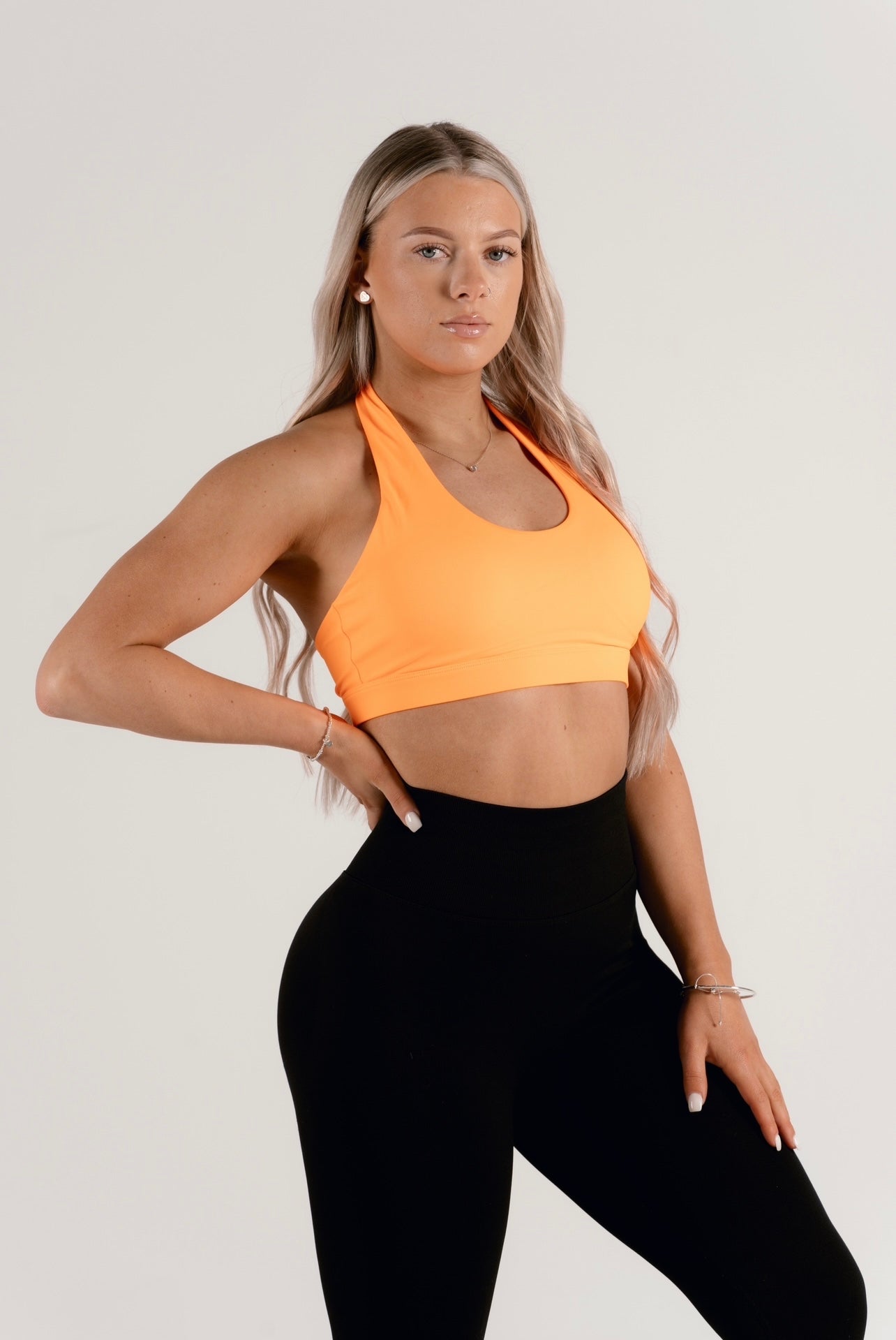 Vivid Orange Halter Neck Sports Bra – Blondi Label