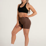 Brown Seamless Scrunch Shorts