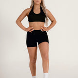 Black Seamless Scrunch Shorts