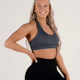 Charcoal Grey Halter Neck Sports Bra